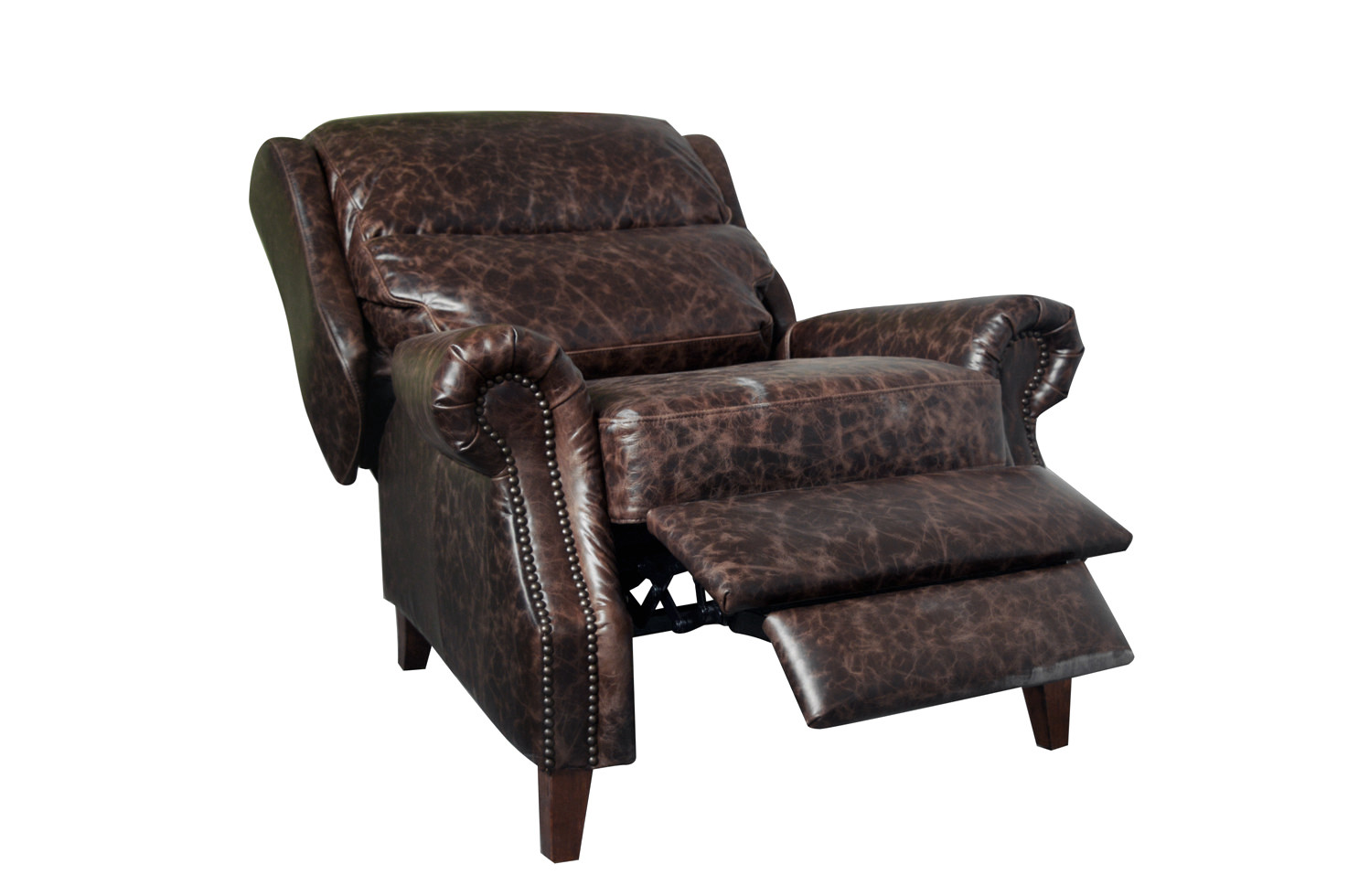 Comfortable High Back Leather Reclining Armchairs Metal Base Tilt Function Device