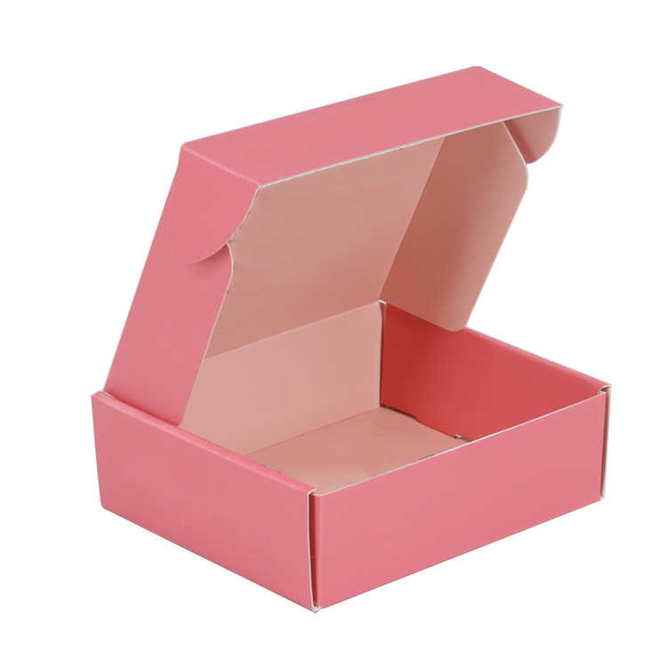 Pink Recyclable Cardboard Small Gift Mailer Boxes Folding Corrugated Paper Box