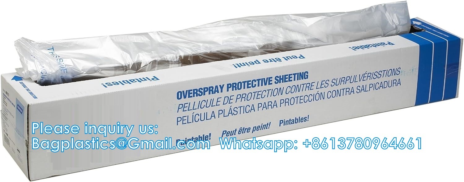 Overspray Paintable Plastic Sheeting - 10 Micron, Protective Masking Film Cover - Auto Car Painting, Bodyshop