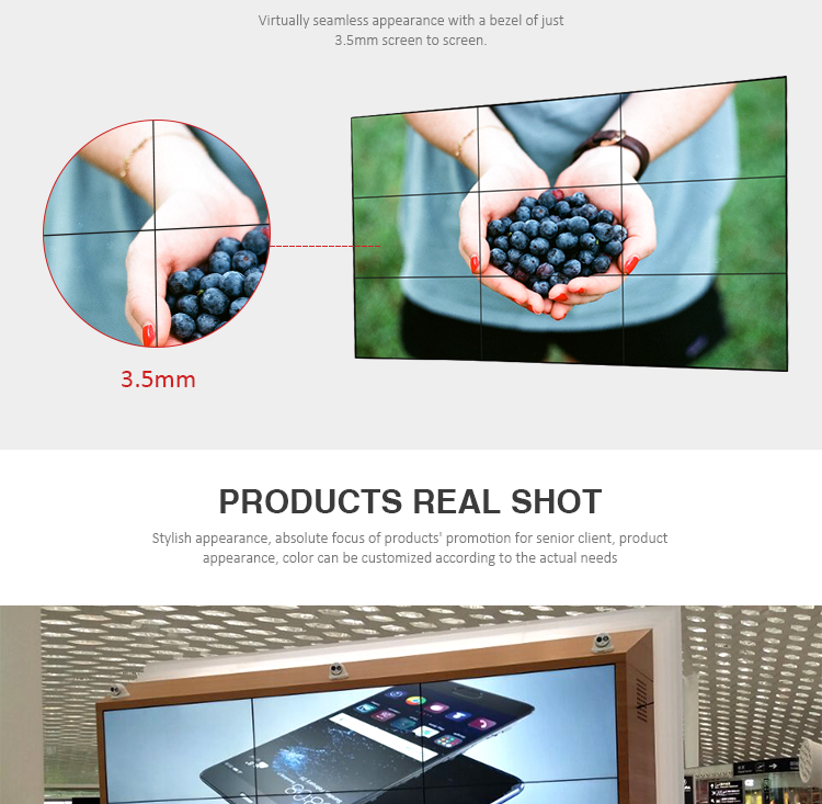 High Definition LCD Video Wall Display , Indoor Narrow Bezel Seamless LCD Wall