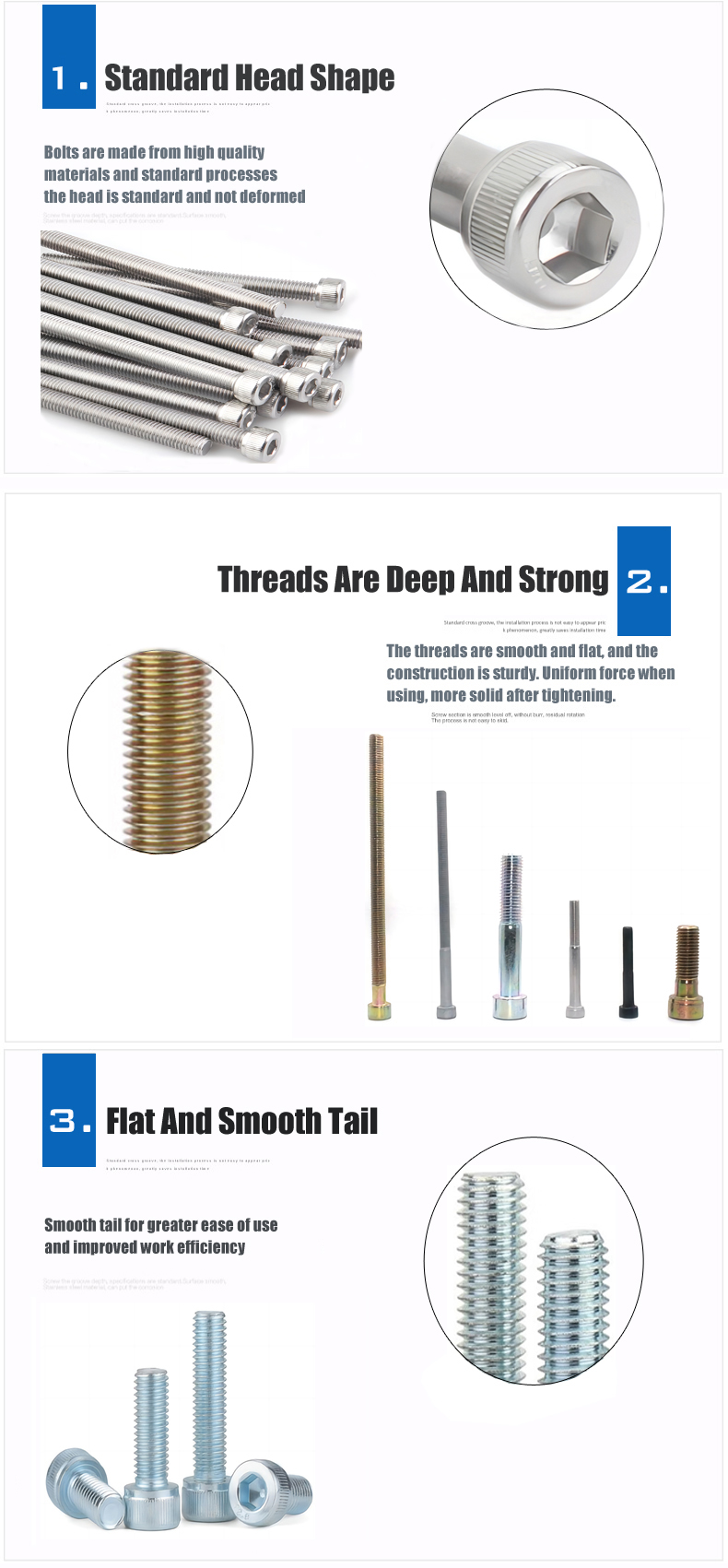 ANSI Standard M3x12 DIN 912 Hex Socket Head Cap Screw with ISO9001 2015 Certificate