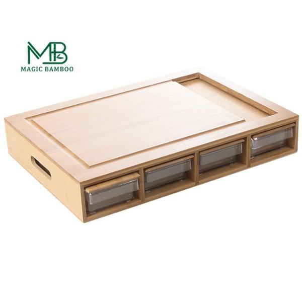 CE Certified Four-Drawer Large Bamboo Kitchen Cutting Board Storage for Food