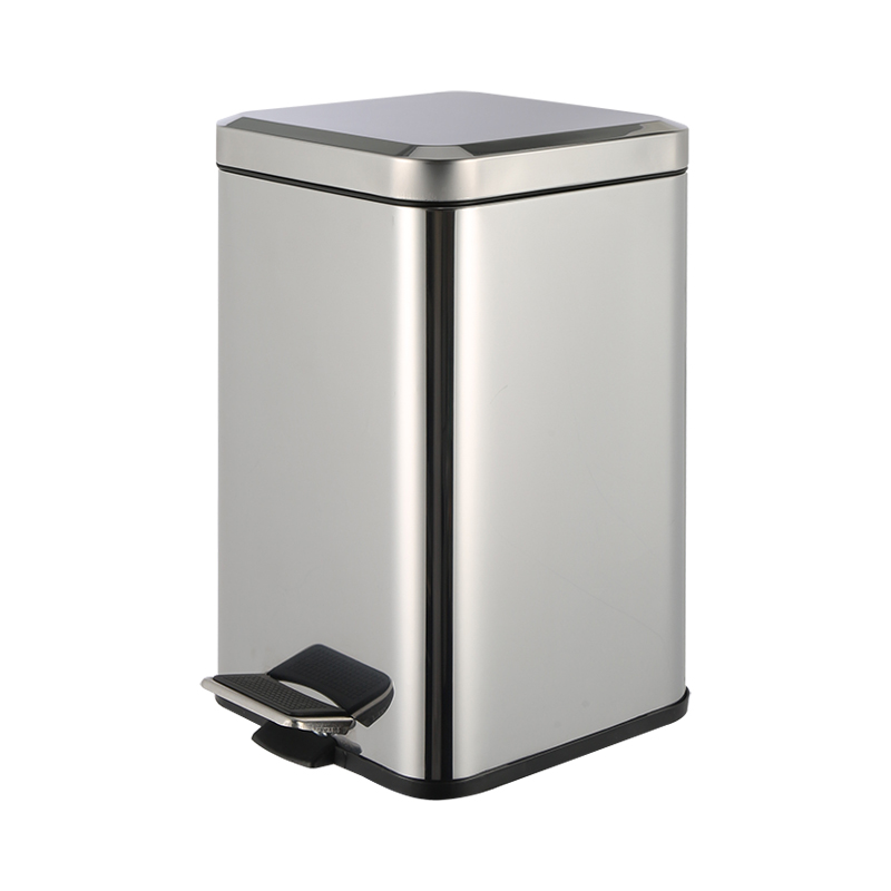 Square Foot Pedal Waste Bin 3L Dustbin Step Trash Bin Stainless Steel Trash Can Metal Garbage Can for Office Hotel Home