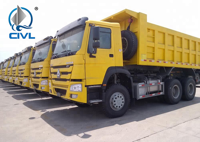 371 HP Yellow Left Hand Driving Dump Truck 10 Wheel Tipper Truck with Strong Cargo Box