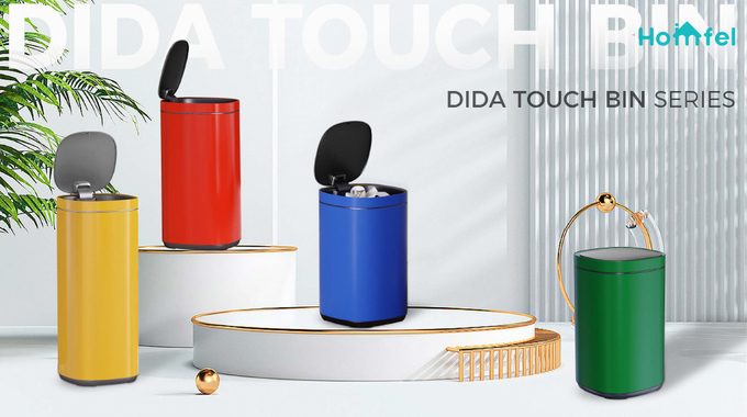 30L/40L/50L Capacity Powder Coating Office Trash Can with Touch Button Sustainable Button Open Bin