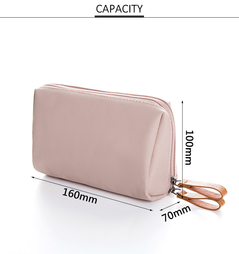 Women Blank Zipper Closure Satin Cosmetic Makeup Bag