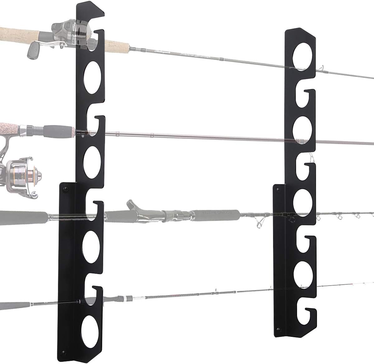 Double Tier Wall Ceiling Storage Rack for Fishing Rods Perfect for Garage and Basement
