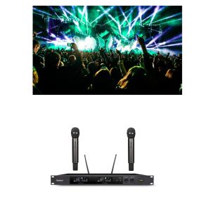 China Optical Coaxial Input Wireless Handheld Karaoke Microphone Double Channel Microphone on sale