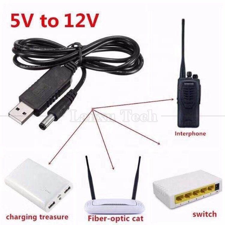 Stock Sale 1M Wifi Router Voltage Set Up Charger 5.5x2.1 mm DC 5V To 12V Power USB Router Cable