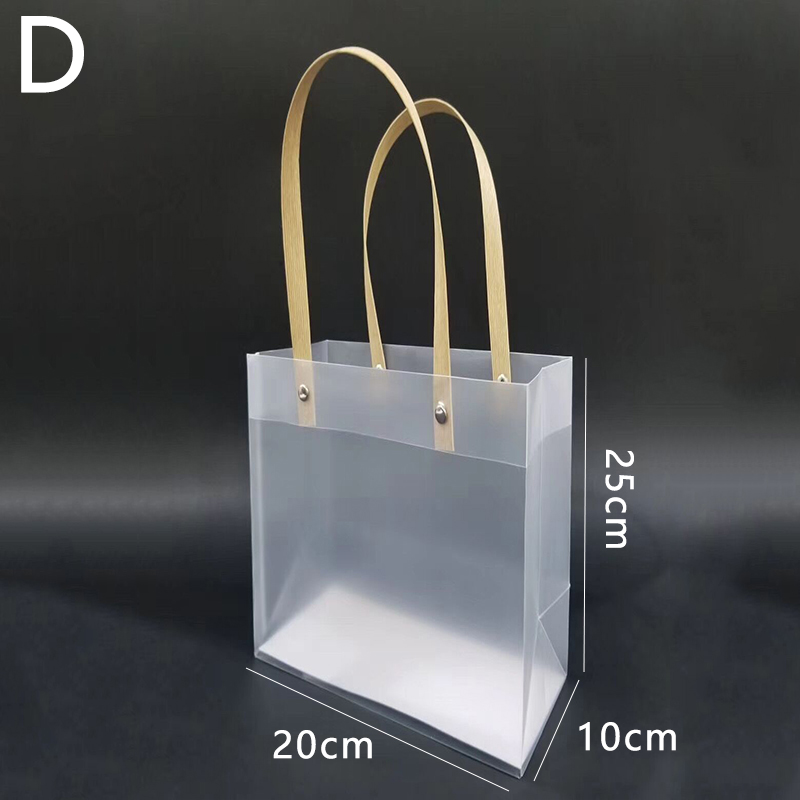 Frosted PP Bags Plastic Gift Bags With Handles Translucent Tote Gift Wrapping Flower Package Decoration Supplies