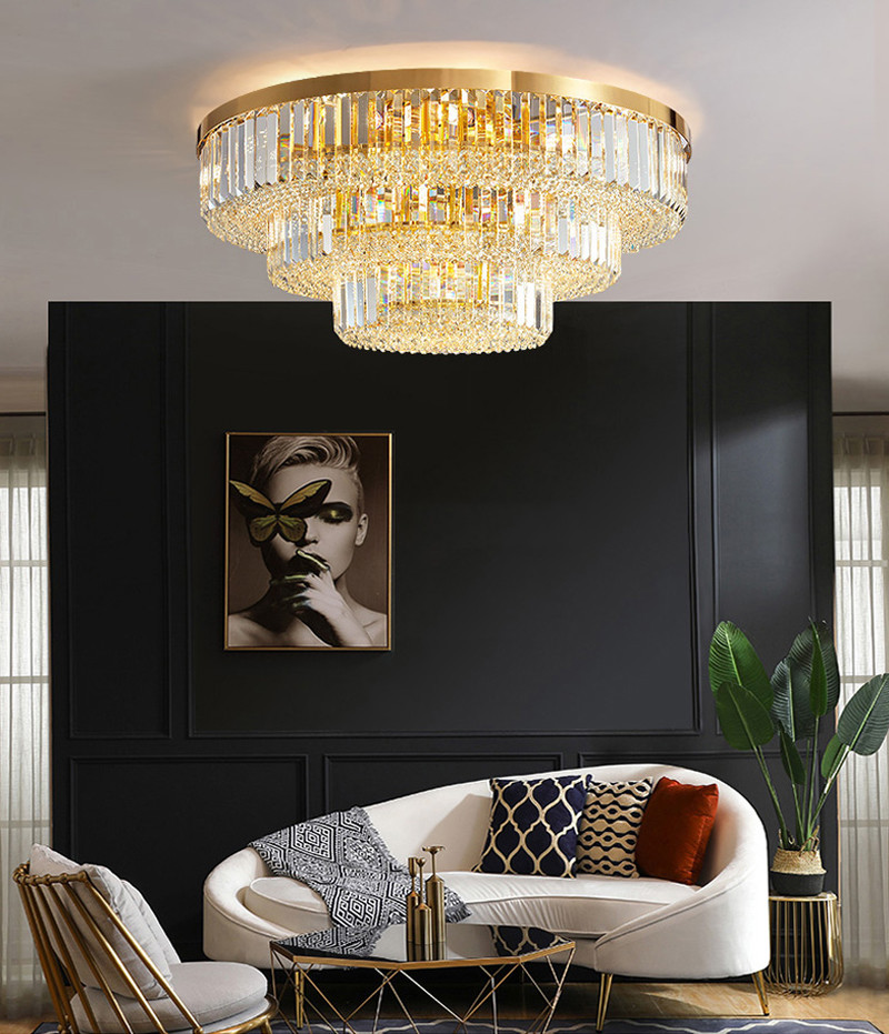 Gold modern chandelier for living room multilayer crystal ceiling chandelier(WH-CA-62)