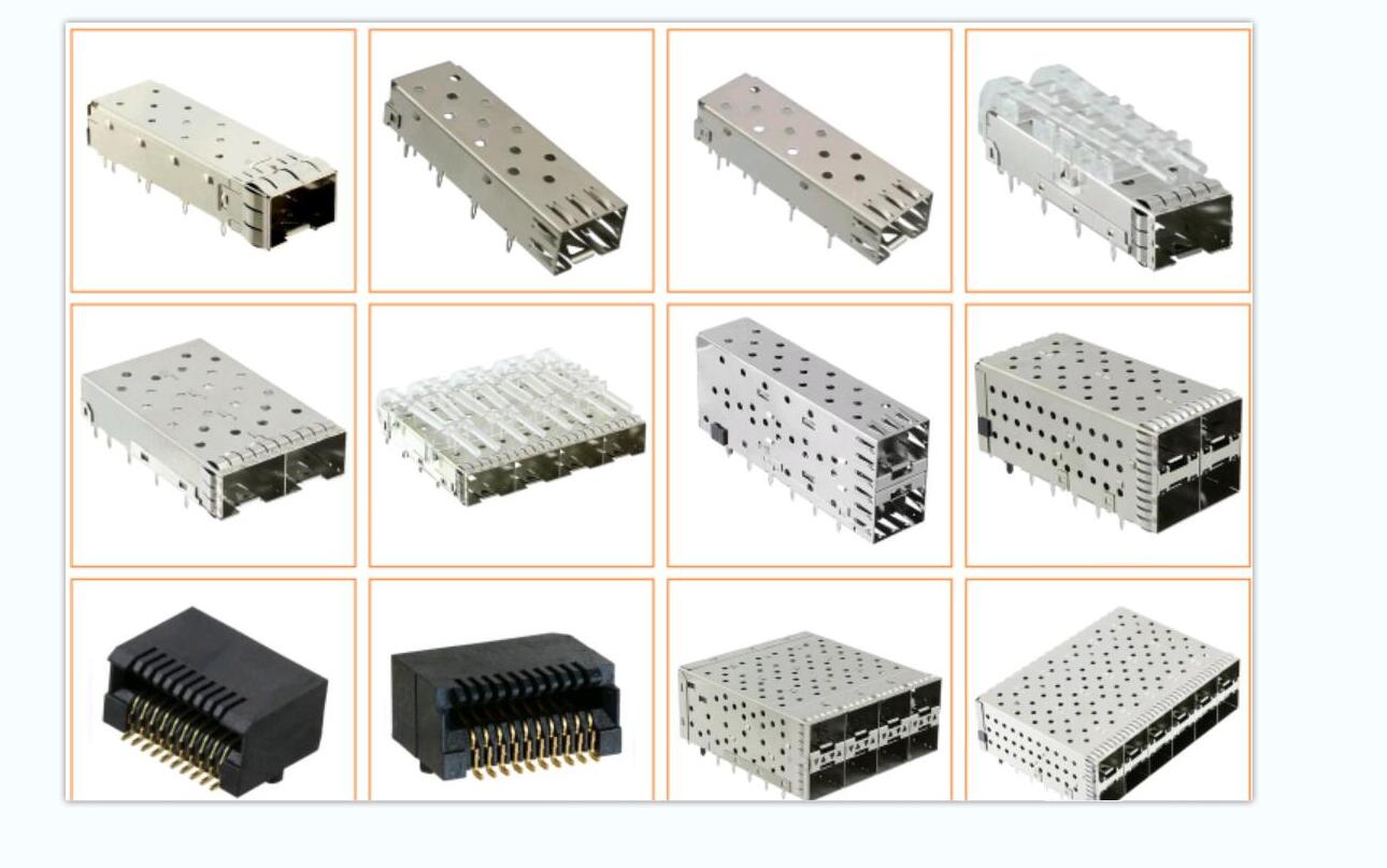 2x4 Port Female SFP Connector 160 Pin with Light Pipe