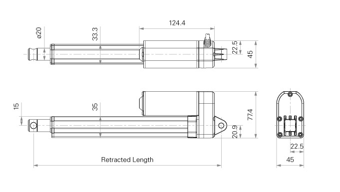 Outdoor 3500N Compact Size Silver Electric Linear Actuators Robust Capable