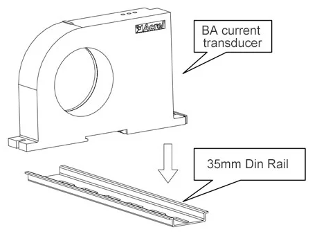 Din Rail DC24V Residual Current Transformer AC 0-1A Current Sensor Acrel BA Series