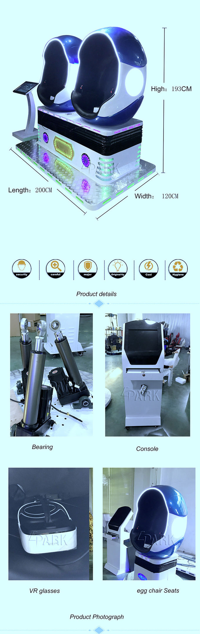 EPARK hot sale Single chair Seat 9d Vr Egg Chair for Cinema Vr Simulator from india