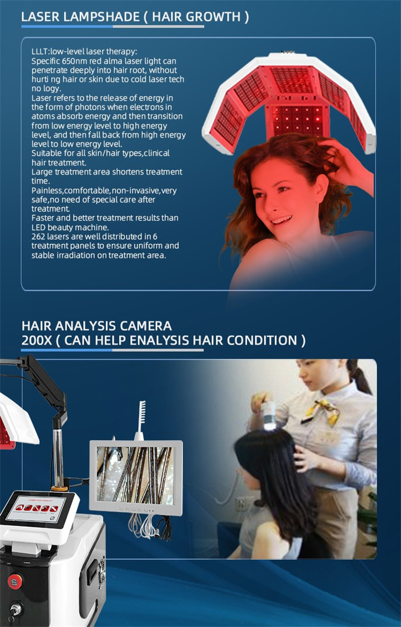 650 Nm Diode Laser Hair Growth Machine Low Level Hair Therapy Analyser
