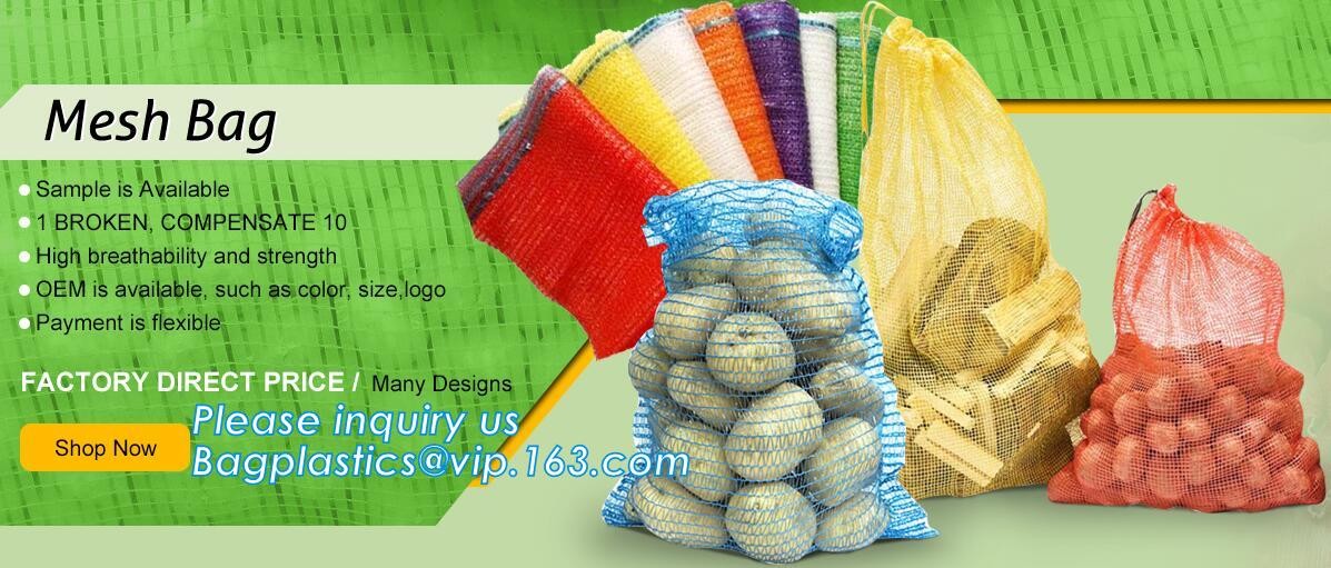 Reusable Solid Shopping Bag String Grocery Bag Shopper Cotton Tote Mesh Net Woven Portable Durable Shopping, BAGEASE