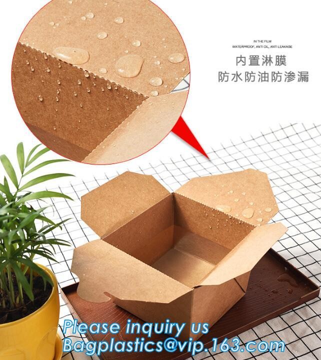 Cheap Cardboard foldable kraft paper lunch box with window,Lunch noodle fast food kraft paper box by customized logo pri