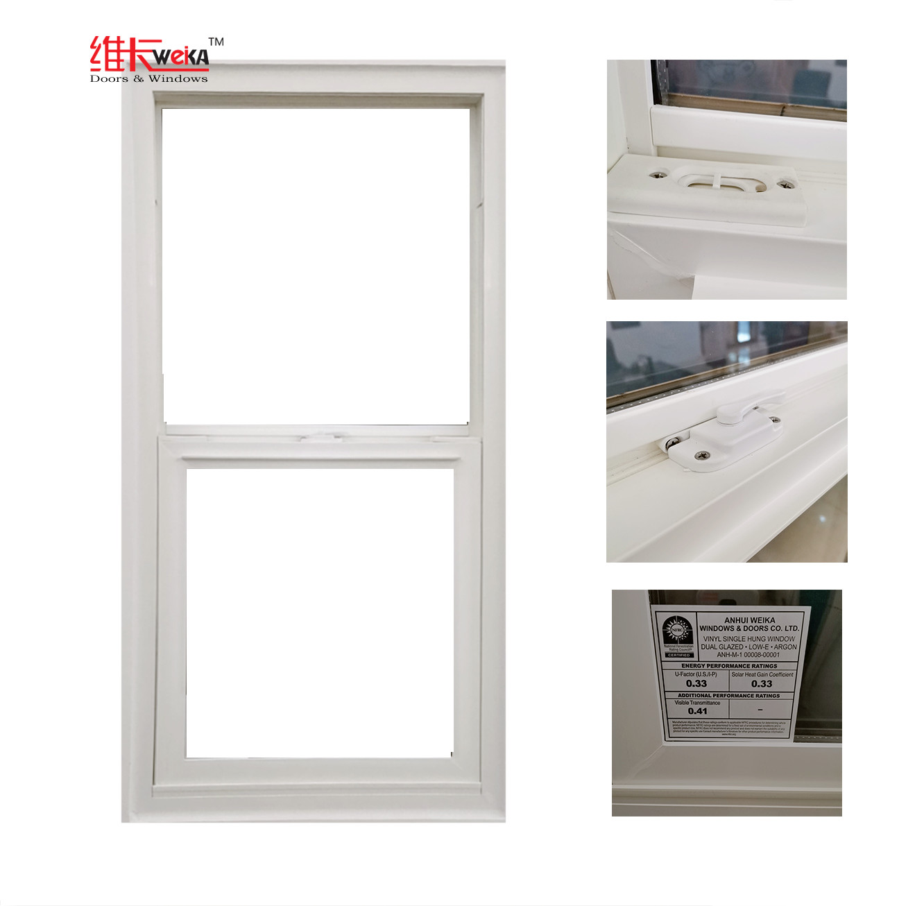 New Product 78mm Series Upvc Double Hung Window Vinyl Plastic Price