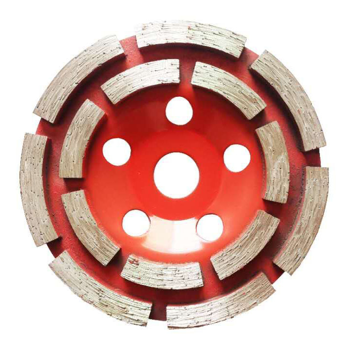 9 Inch 7 Inch Concrete Grinding Wheel , Double Row Segment 6mm Diamond Grinding Cup Wheel