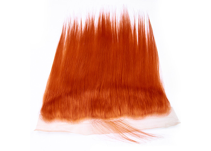 Soft Orange Human Hair Lace Closure 4 * 13 Inch No Chemical Full Cuticle Aligned