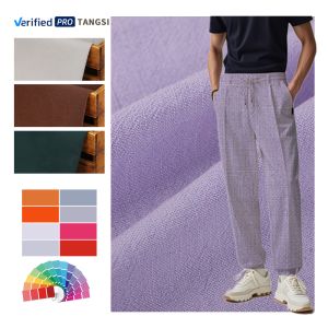  Solid Color Stonewashed Soft Plain Dyed Blend 30% Linen 70% Viscose Fabric for Clothing Manufactures