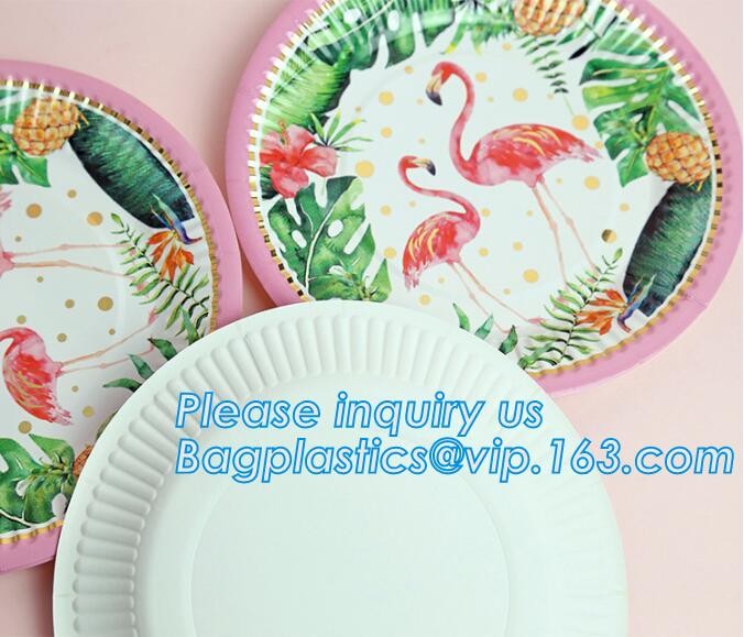 Party supplies, custom printing table rose gold paper biodegradable dinner disposable plate,Compostable Eco Friendly Env