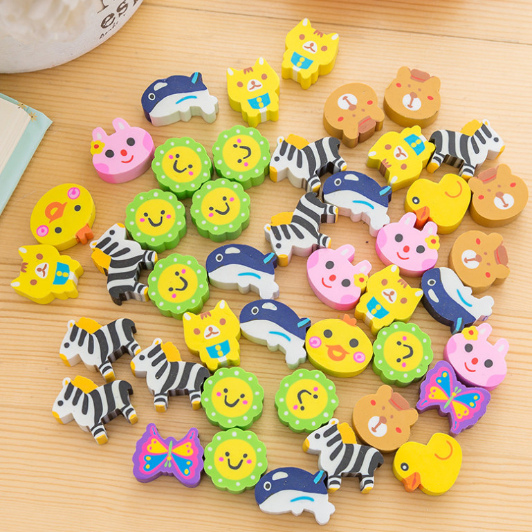 OEM ODM TPR PVC Erasers Kids Stationery supplies 3D Animal, Food, Plant, Vegetables, Fruits disassembled and assembl