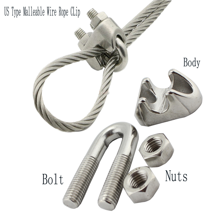 Silvery Finish Stainless Steel Wire Rope Clamp for Lifting and Rigging Hardware Needs