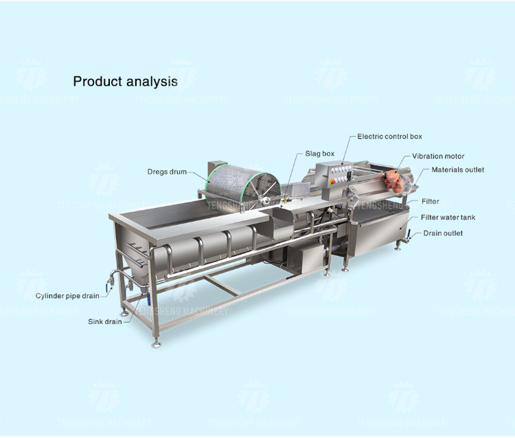 1000KG/H Double layer spray leaf vegetable cleaning machine large bubble eddy current vegetable cleaning machine