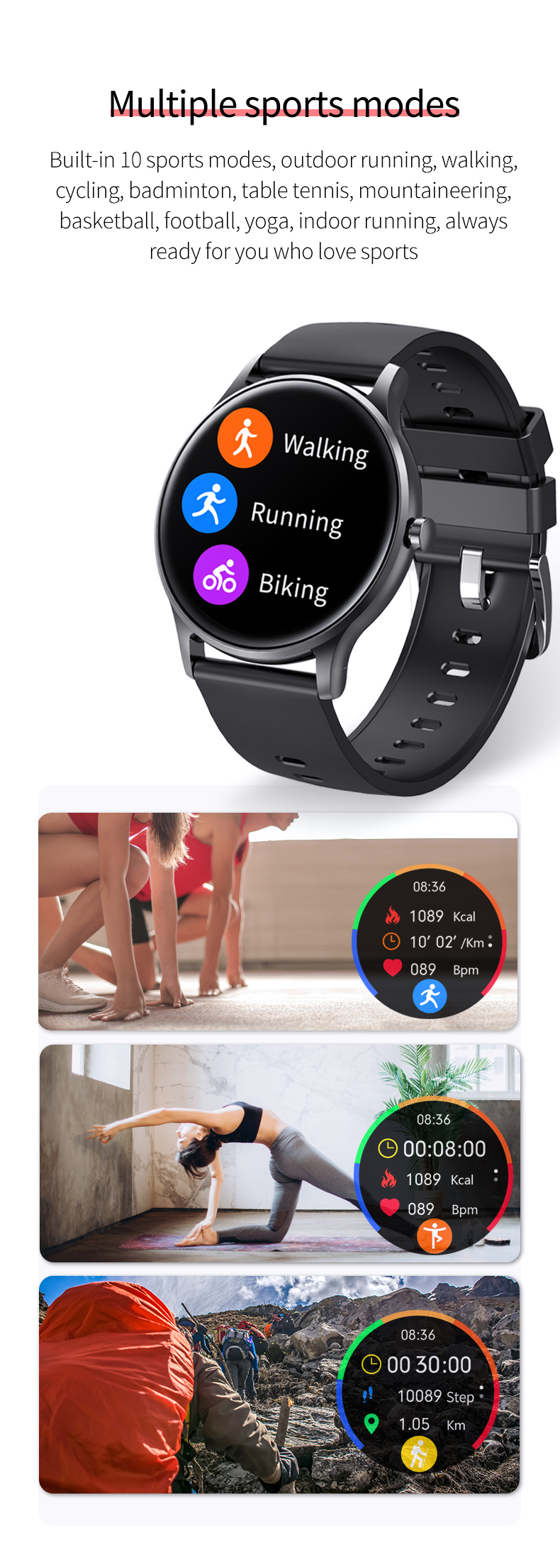 1.28inch IP67 Waterproof Smart Watch Sedentary Reminder Sleep Mode