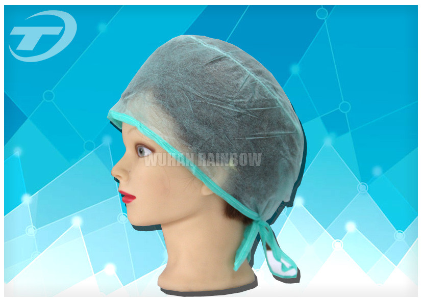 Single use nonwoven surgical cap with tie , soft and dustproof , CE and ISO certificated
