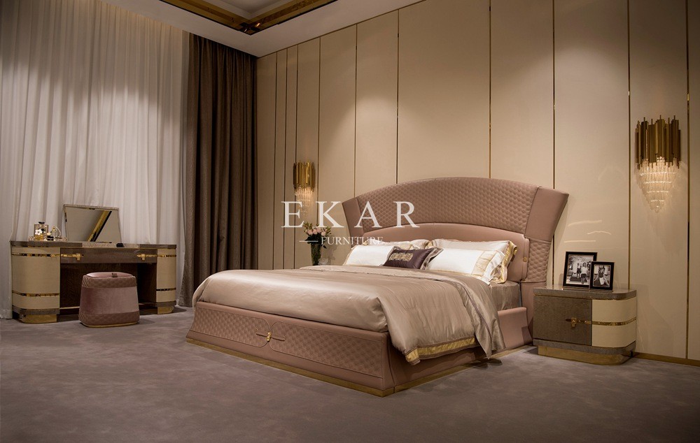 Kingsize Elegant Simple Style Bedroom Leather and Velvet Bed W005B10