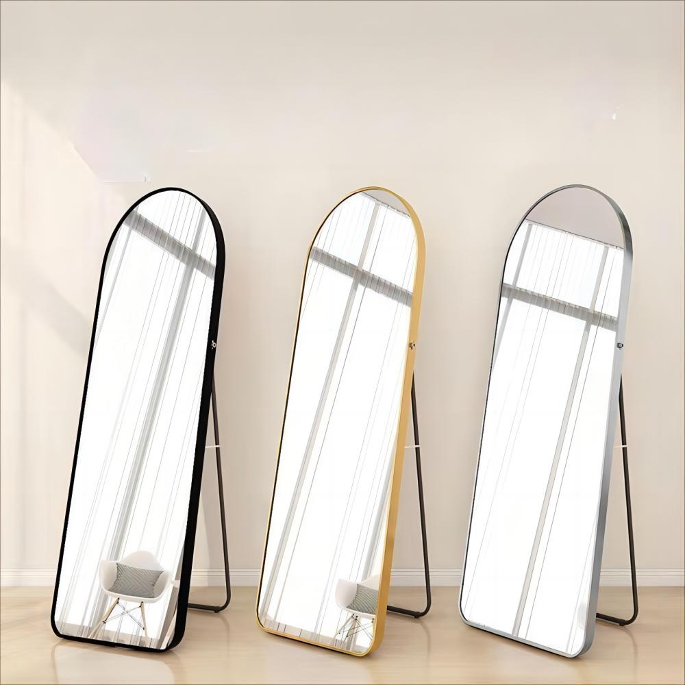 Full Length Gold Arch Frame Standing Black Home Decor Mirror for Living Room Floor Mirror