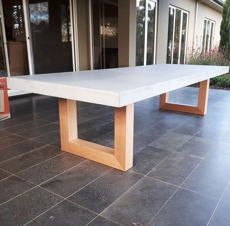 High durable grc cement concrete table with steel wood leg concrete table sets furniture