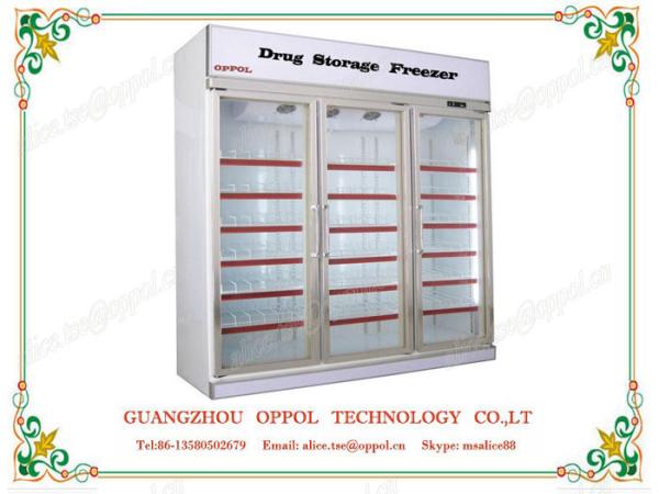 OP-1000 Triple Glass Doors Drugstore Display Freezer with Temperature Humidity