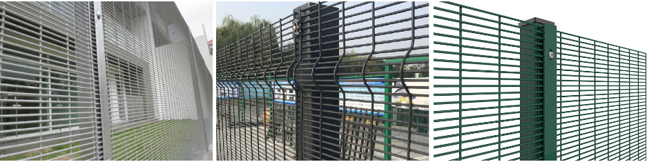Green Black Galvanized Steel Metal Safety Perimeter Anti Climb Security Welded Mesh Fence