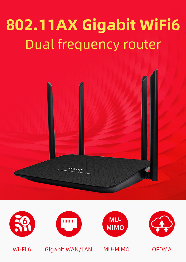 Home WiFi 6 Gigabit Router 802.11 Gigabit Wireless Modem Router