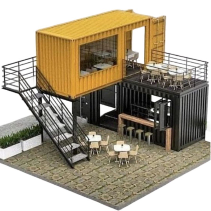 Prefab Mobile Modified Shipping Container Two Storey Container House for Bar Coffee Shops