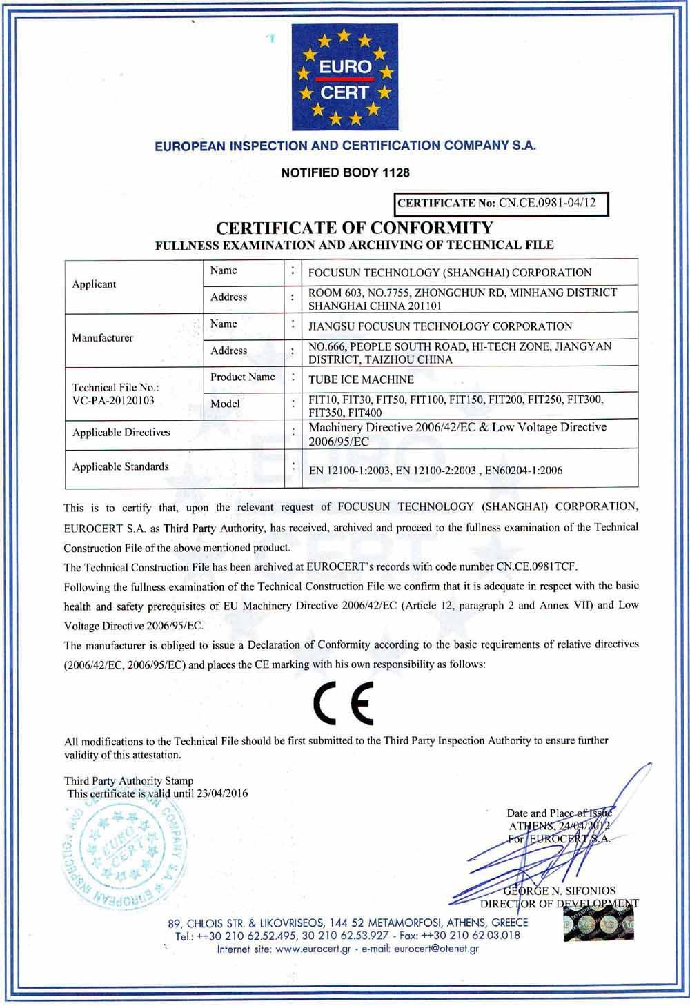 Different Specifications of Block Ice Produced by Stainless Steel 304 Ice Compactor