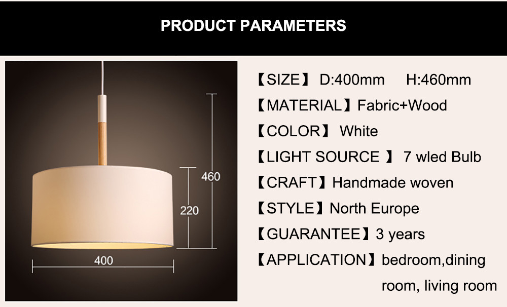 North Europe Style Lamp Fabric Wood Lamp Pendant Light