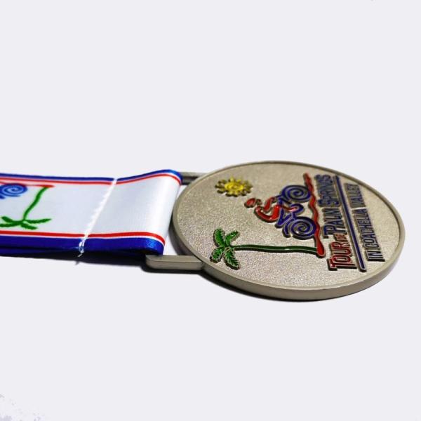 Custom Metal Sports Medal Matte Nickel Finish For Cyling Events With Sponsor