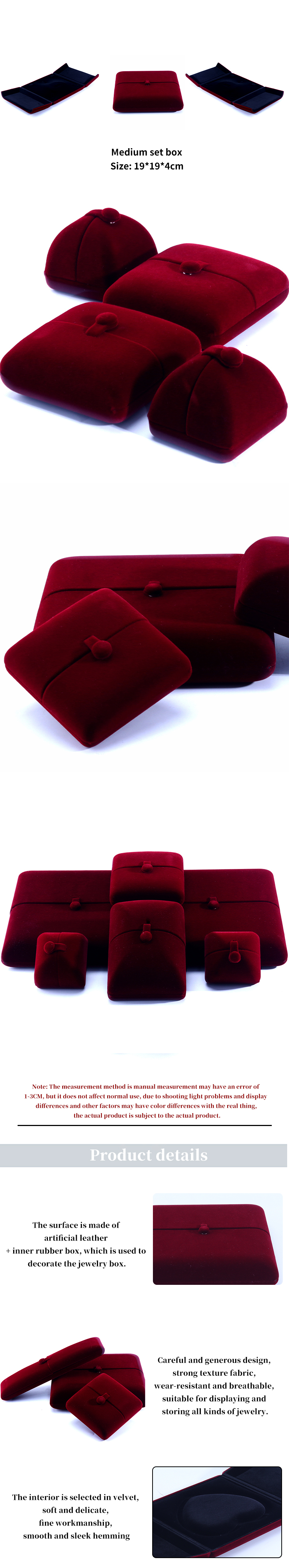 Customized Size Red Velvet Jewelry Box for Luxury Bracelets Earrings and Necklaces