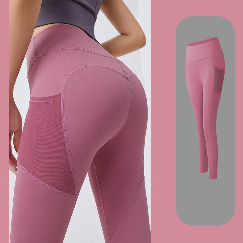 86cm OEM High Waisted Yoga Pants With Pockets Seamless Scrunch Butt Leggings