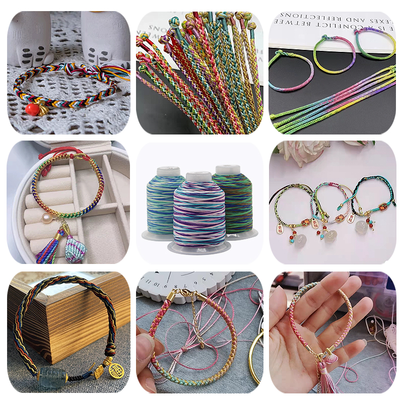 Low Shrinkage 100% Polyester Multi Color Sewing Threads for Yarn Count 3Plys Weaving Crafts