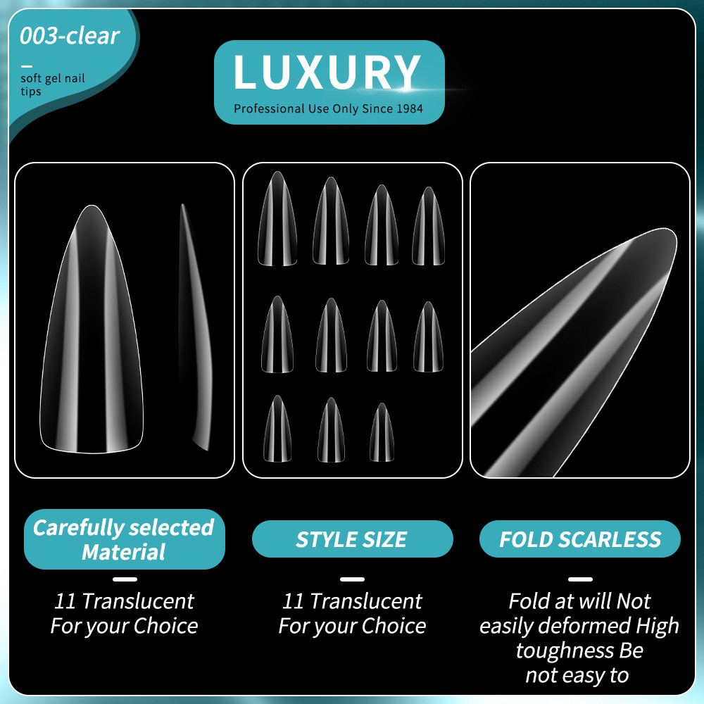 Luxury Clear Soft Gel Nail Tips Square Shape False Nails For Nails Extension