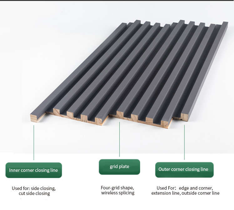 Eco-Friendly Fabric Color Style Solid Slat Panel for Interior Decoration Application