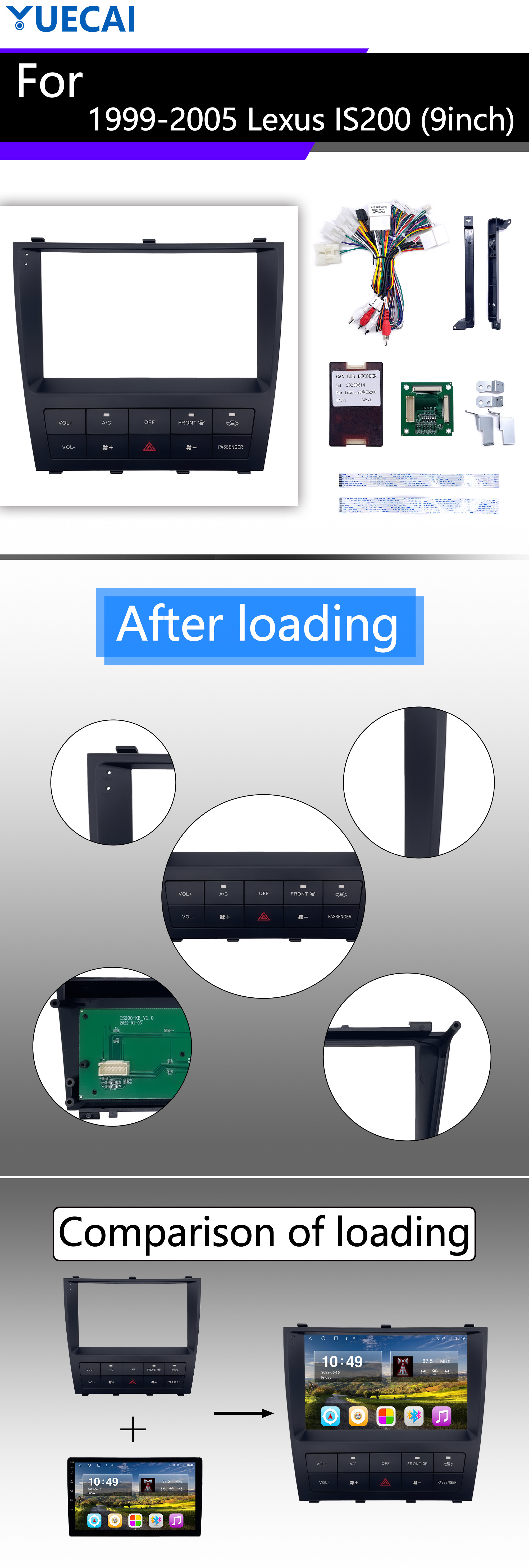 9 Inch Android Play Head Unit For 1999-2005 Lexus IS200