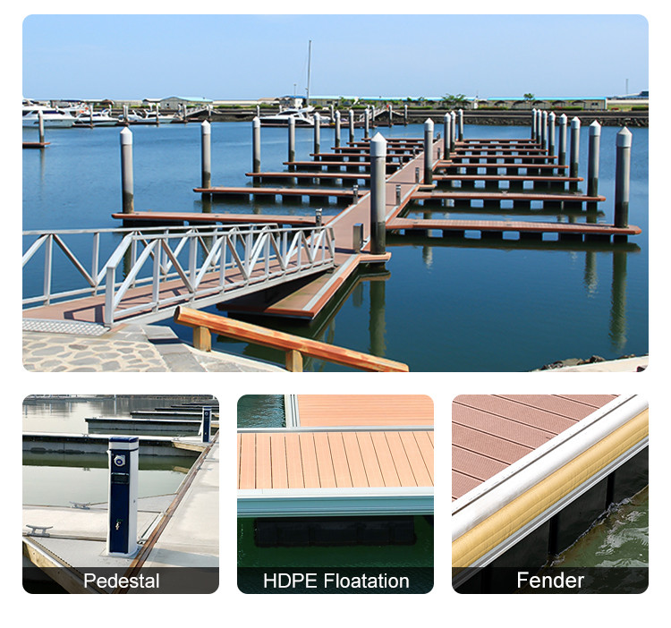 Yacht Marina Use Aluminum Alloy Floating Walkway Pontoon Customizable Size