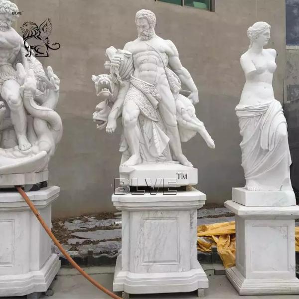 Natural Stone Greek God Heracles Statue Marble Hercules Sculpture Life Size